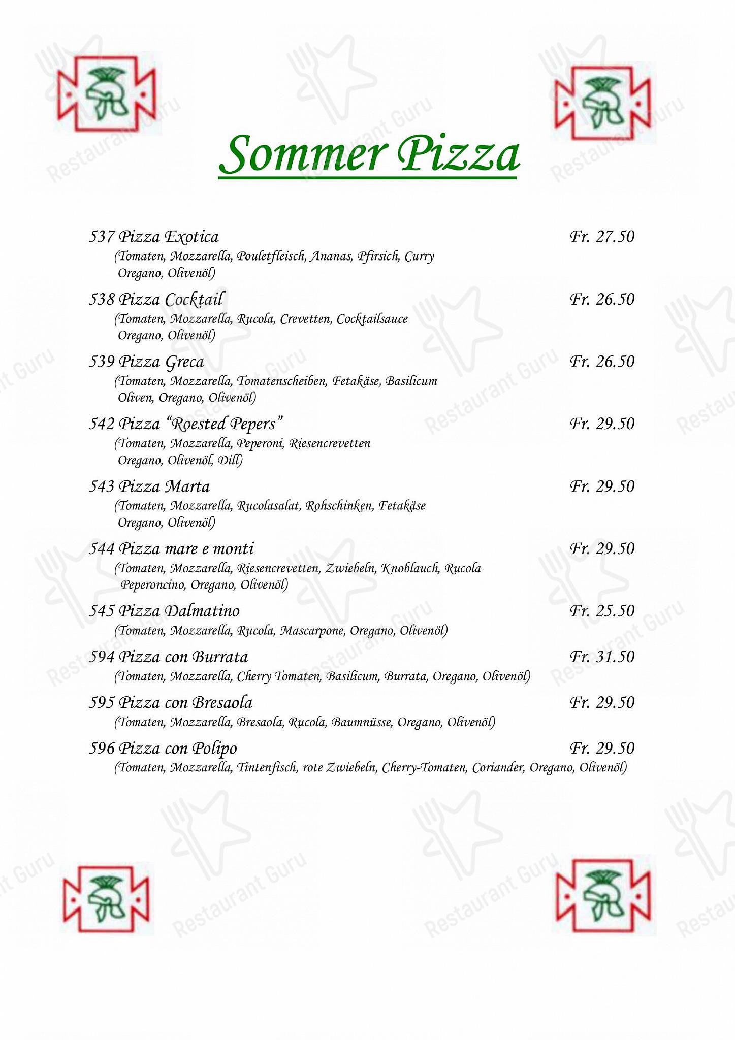 Boronia Catering Menu Pack per Römerhof Augst pizzeria