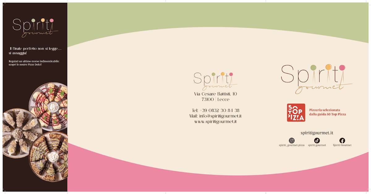 Menu di Spiriti Gourmet Pizzeria Lecce 