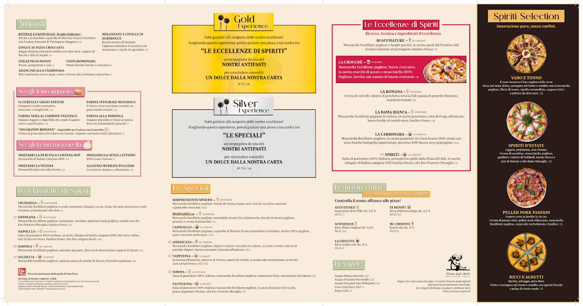 Menu di Spiriti Gourmet Pizzeria Lecce 