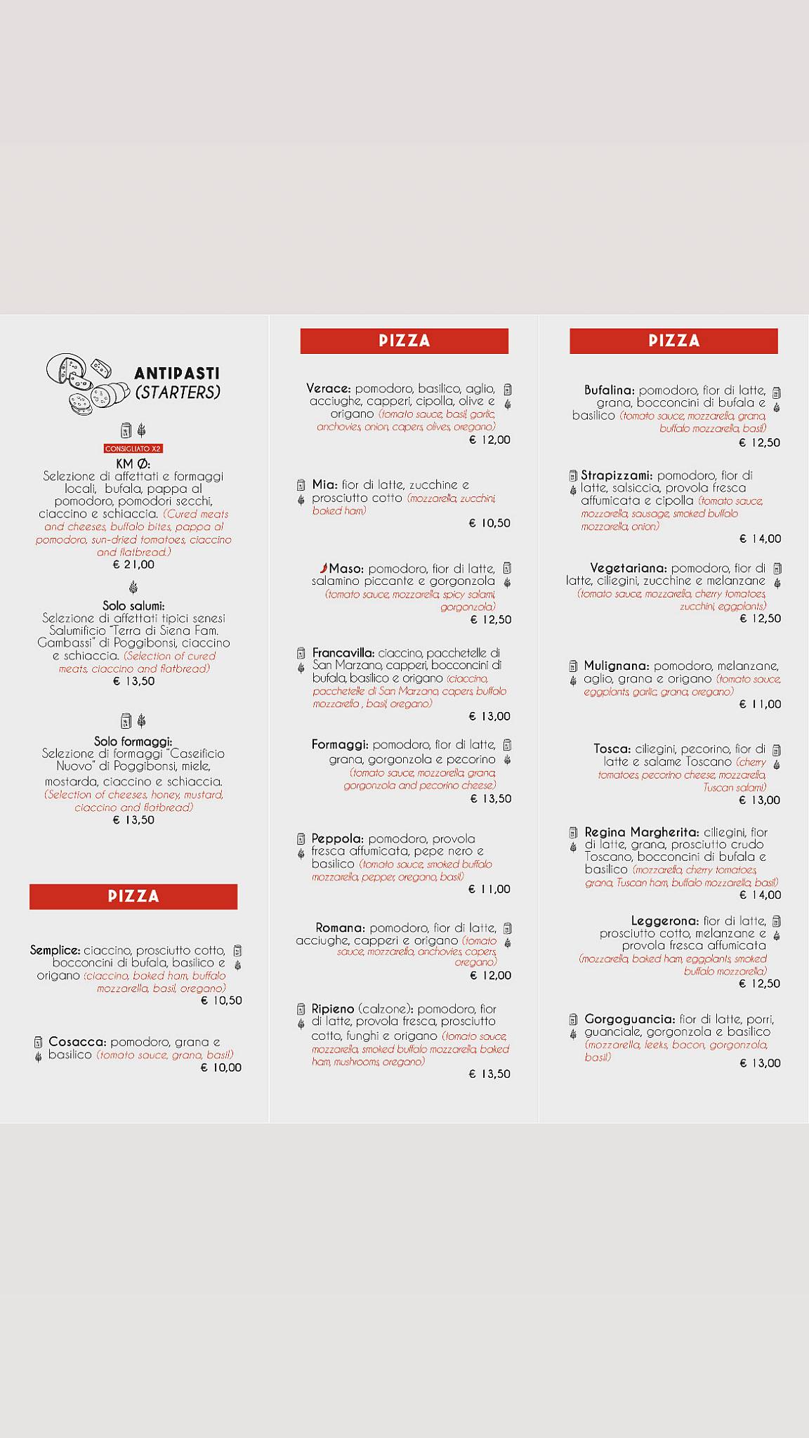 Menu di Pizzeria Strapizzami - Forno a legna - 