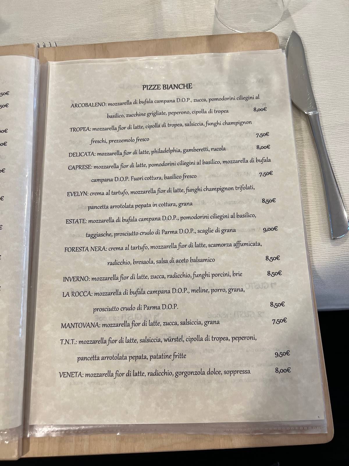Menu di Pizzeria Trattoria La Rocca 