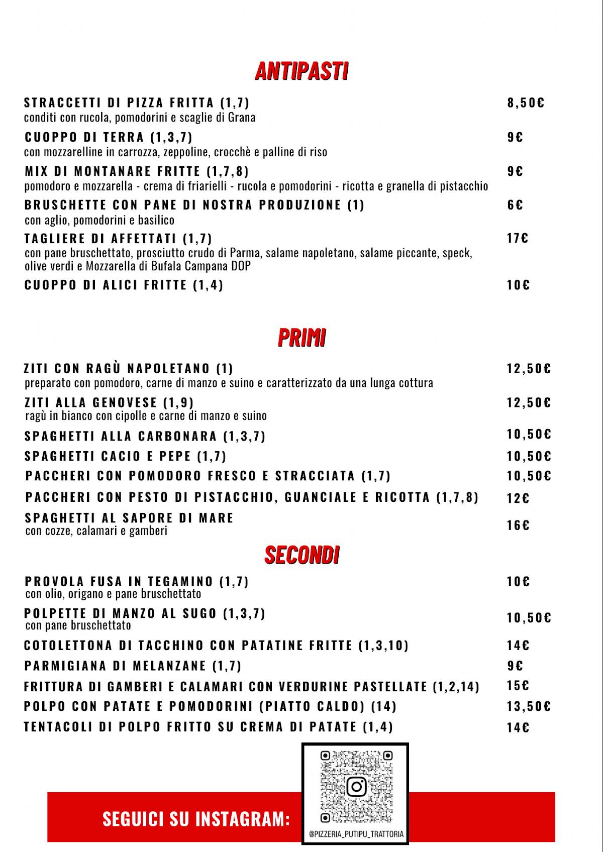 Menu di Putipù 