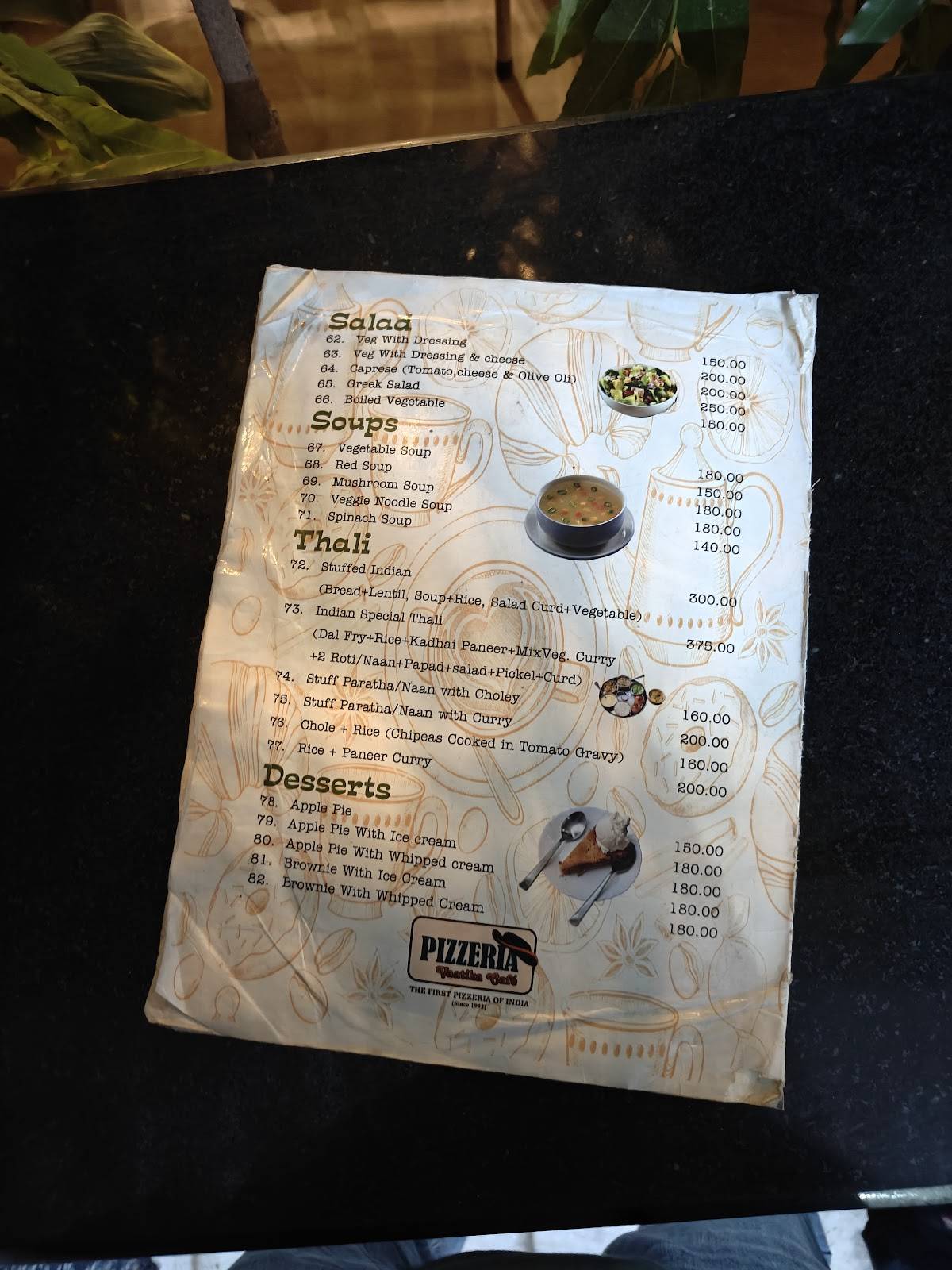 Pizzeria Vaatika Cafe menu