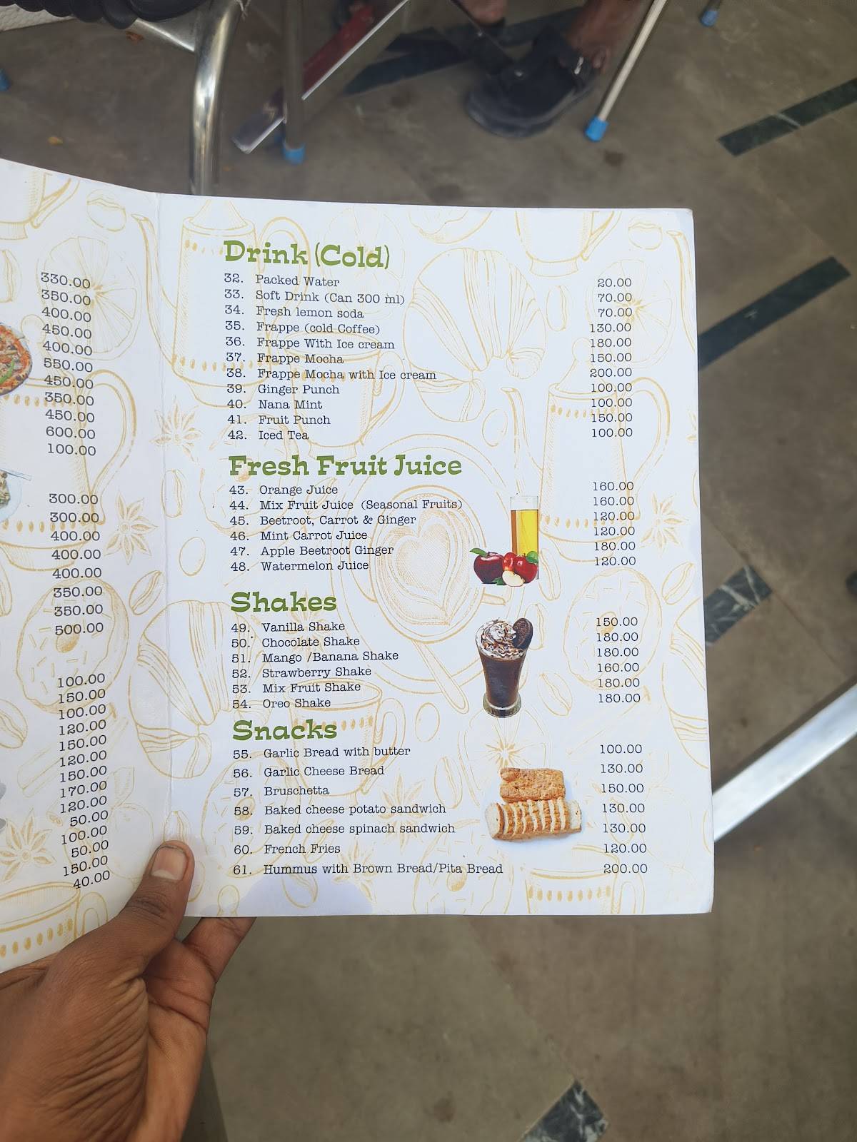 Pizzeria Vaatika Cafe menu