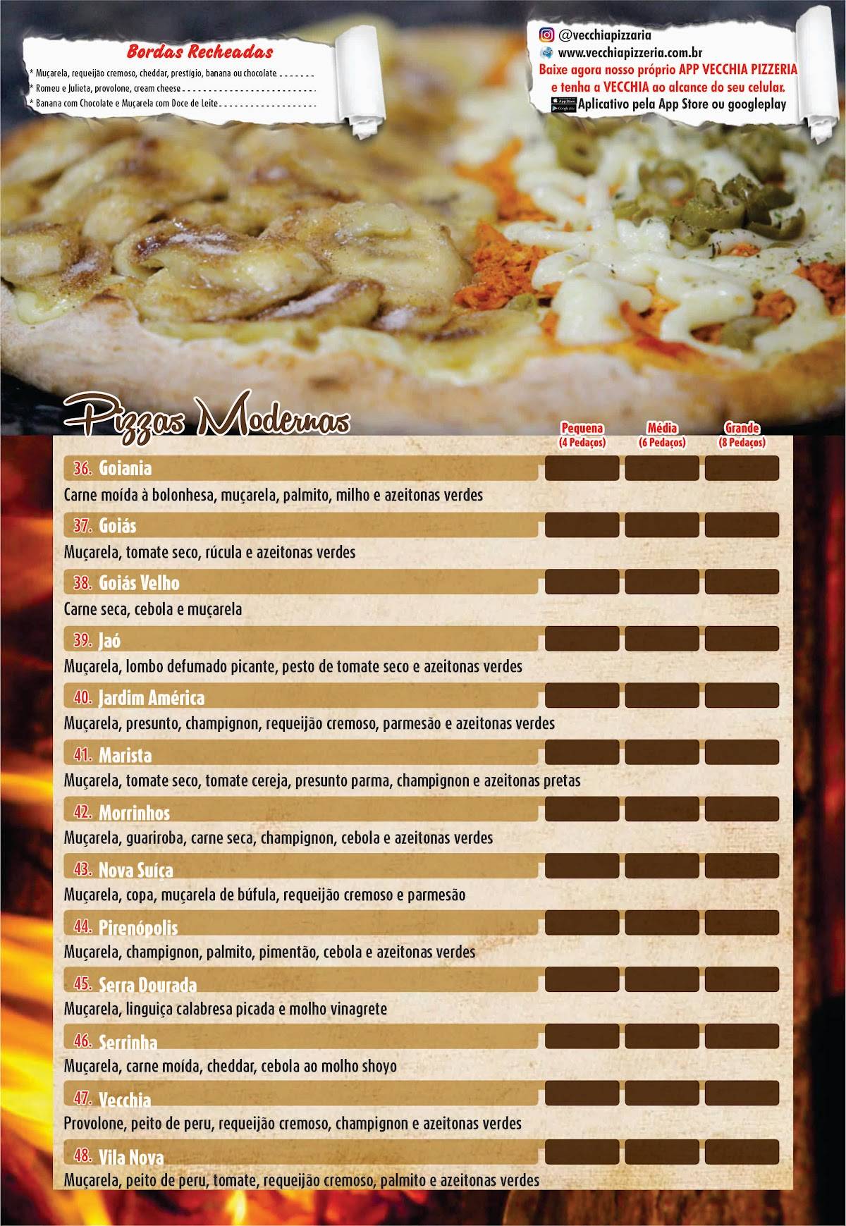 Pizzas Artesanais Delivery - Vecchia Pizzaria cardápio