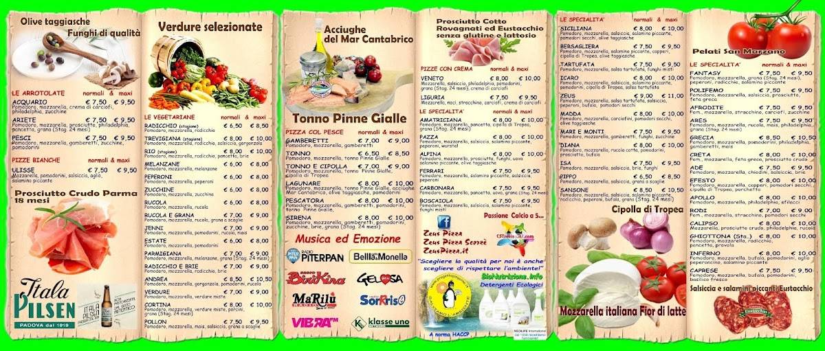 Menu di Zeus Pizza 
