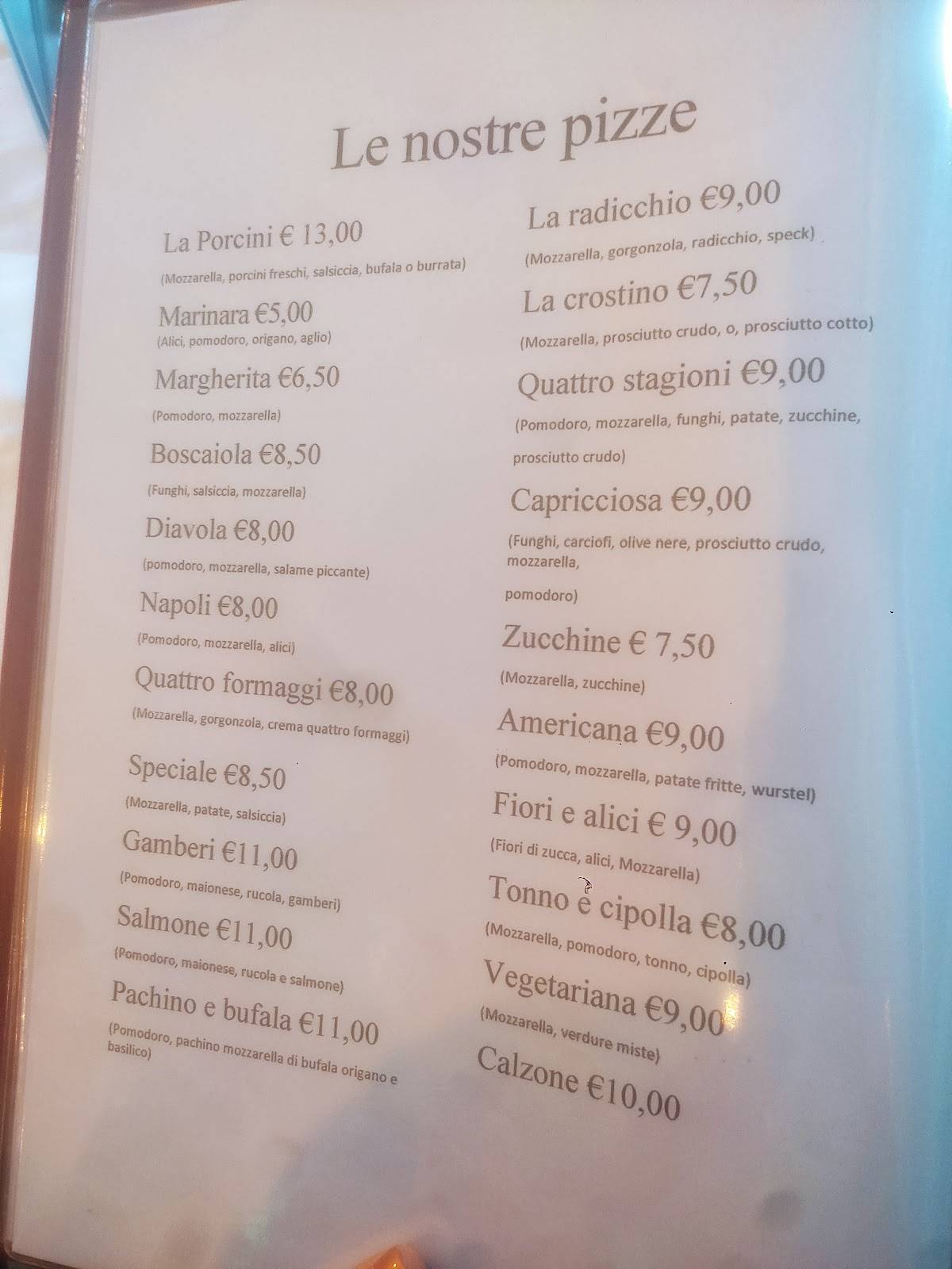 Menu di Pizzeria da Fabrizio 