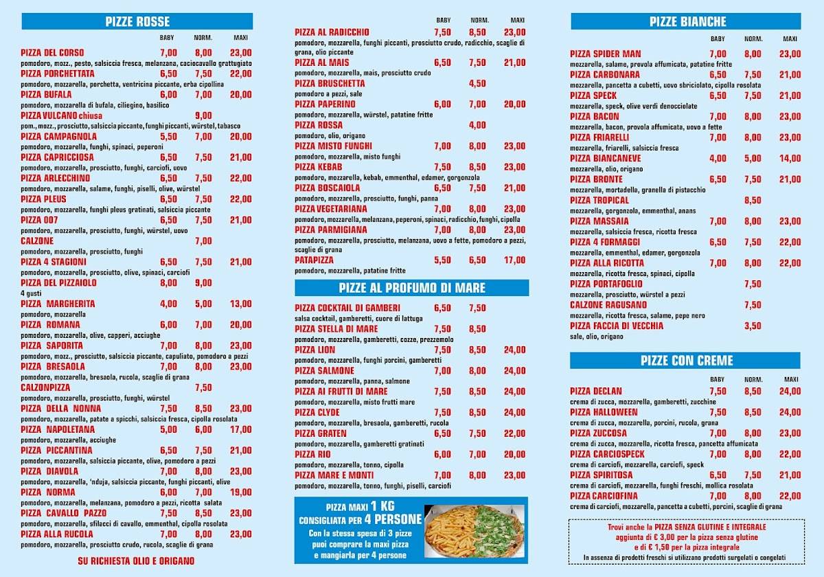 Menu di Pizzeria del Corso Ragusa 