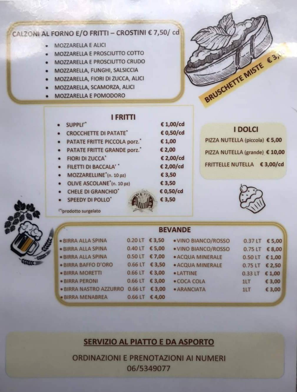 Menu de Pizzeria fast food monteverde