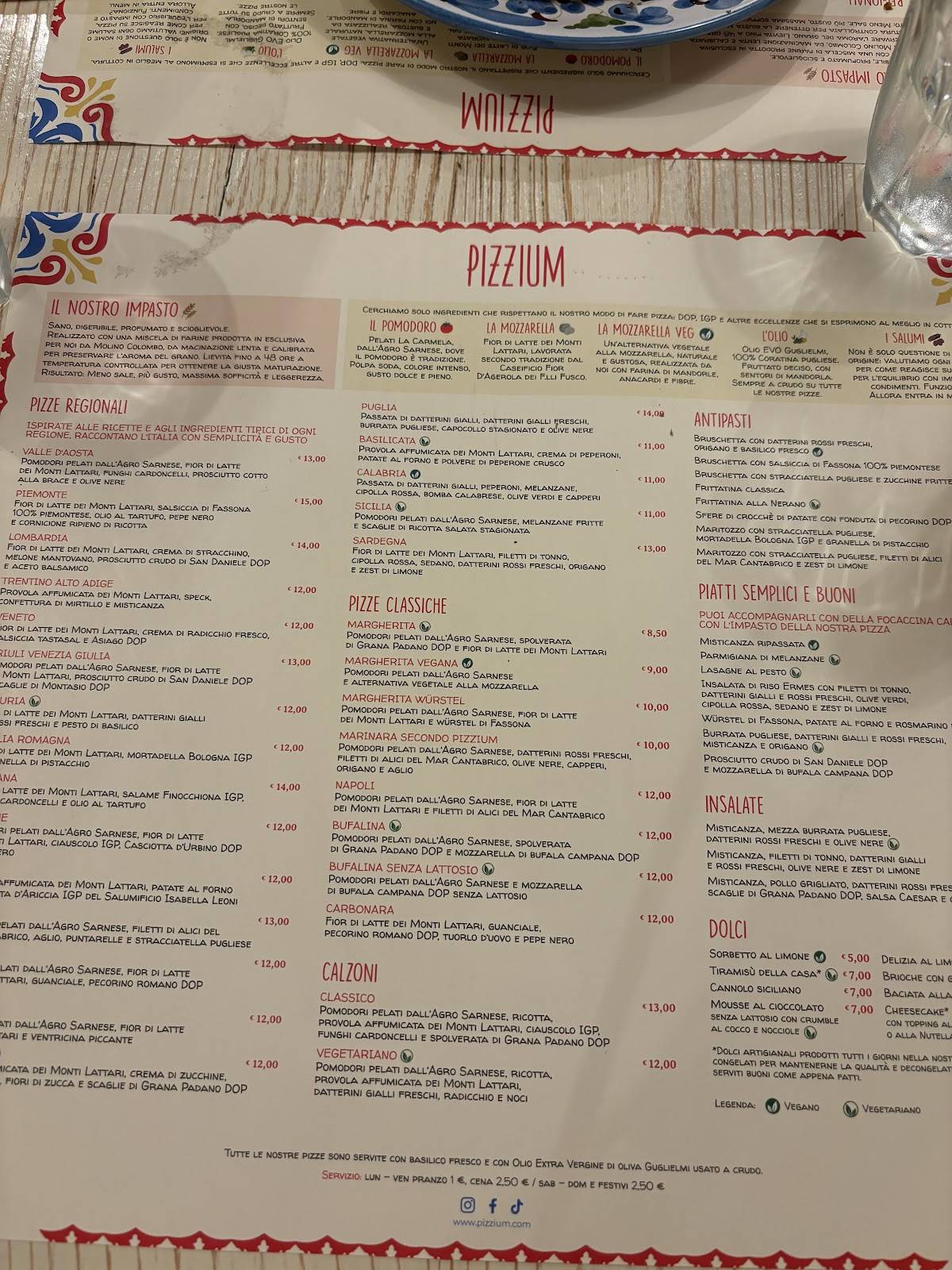 Menu di Pizzium - Viale Andrea Doria 