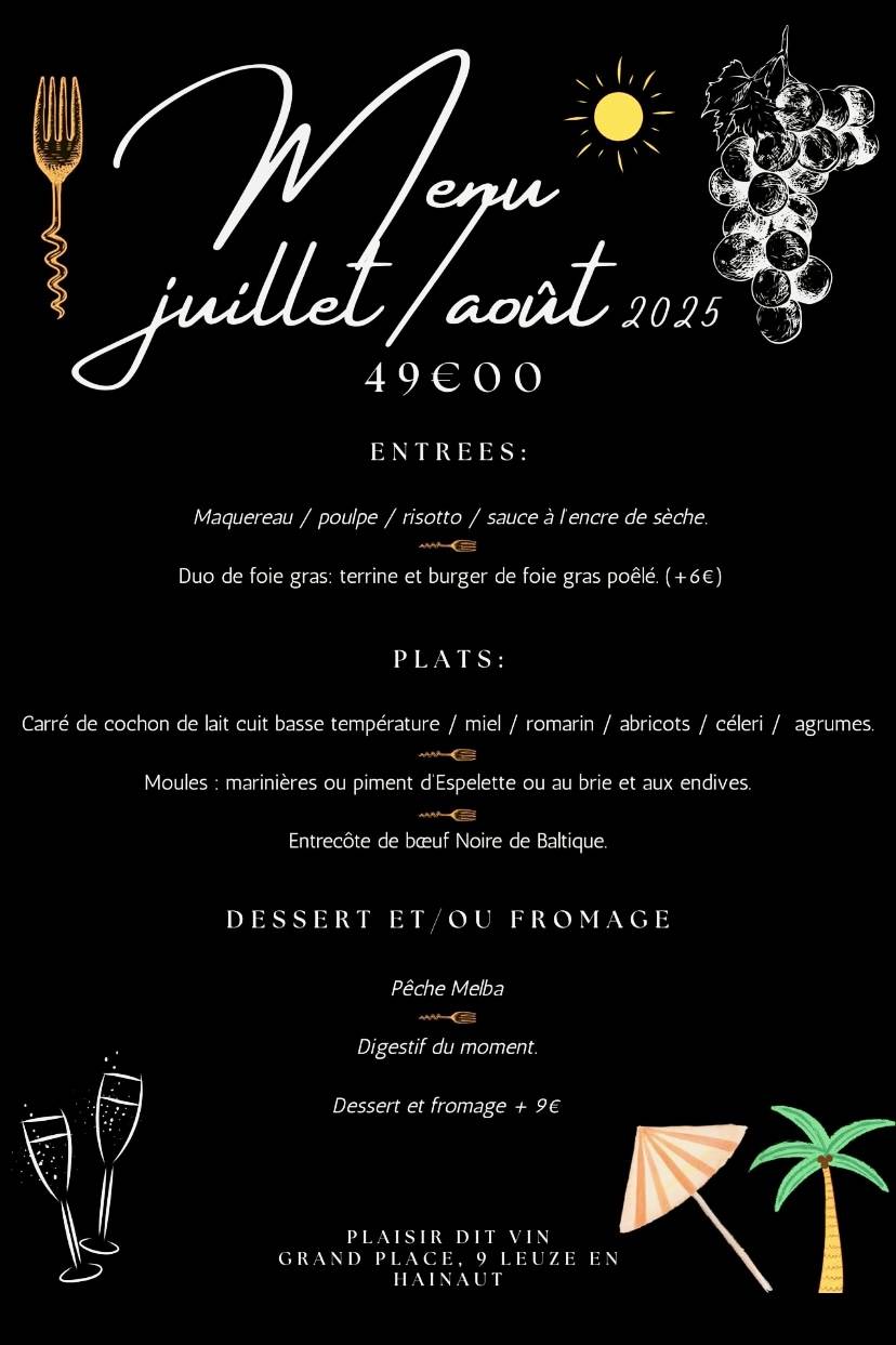 Menu de Plaisir dit vin