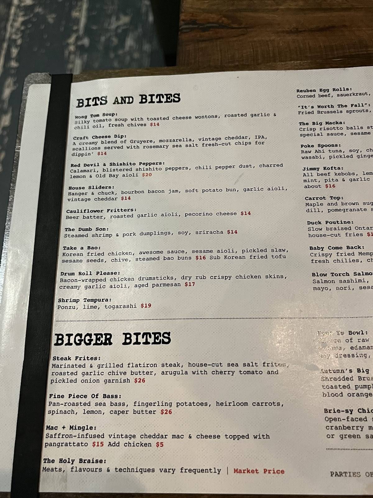 Menu de Plank Restobar Augusta