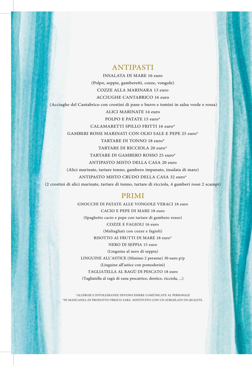 Menu di Pollastrini dal 1911 Trattoria di Mare 