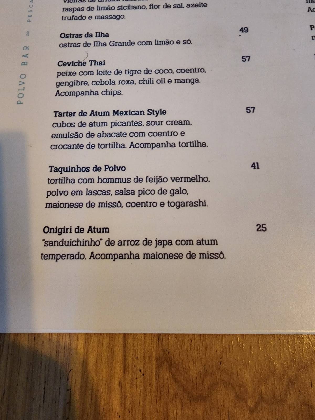 Polvo Bar cardápio