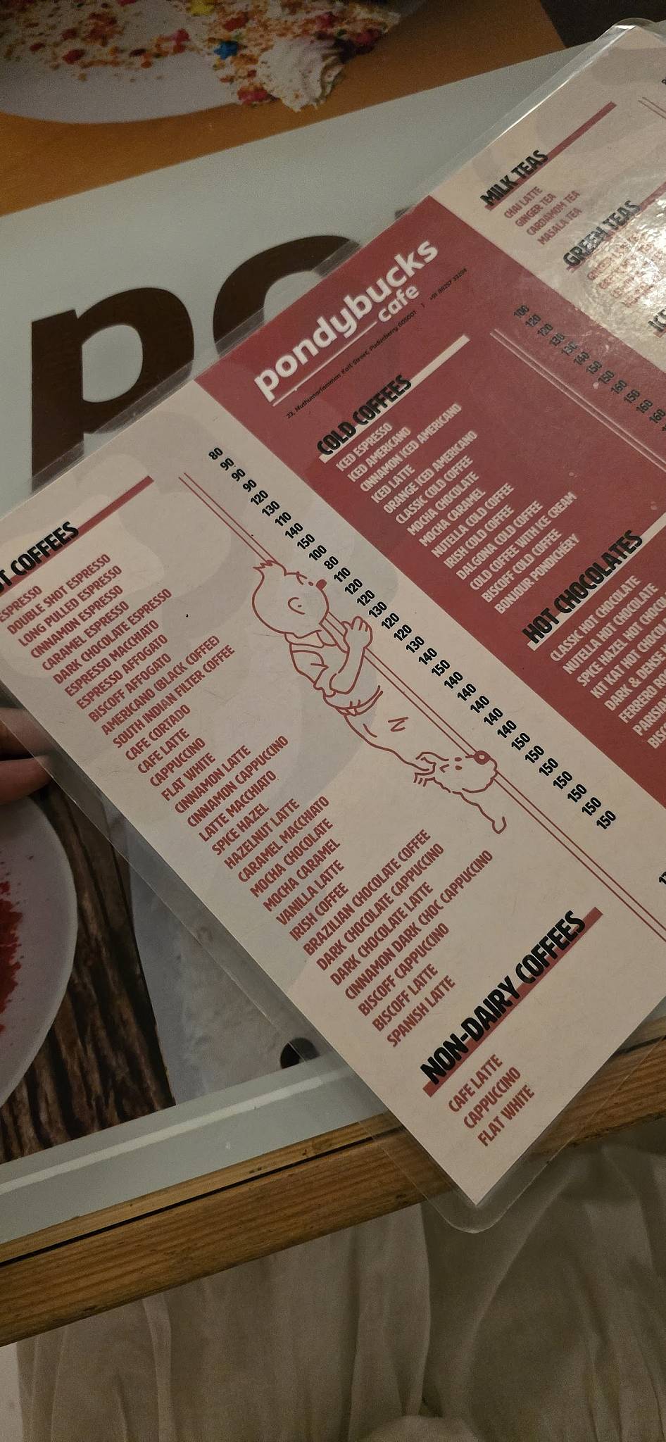 Pondy Bucks menu