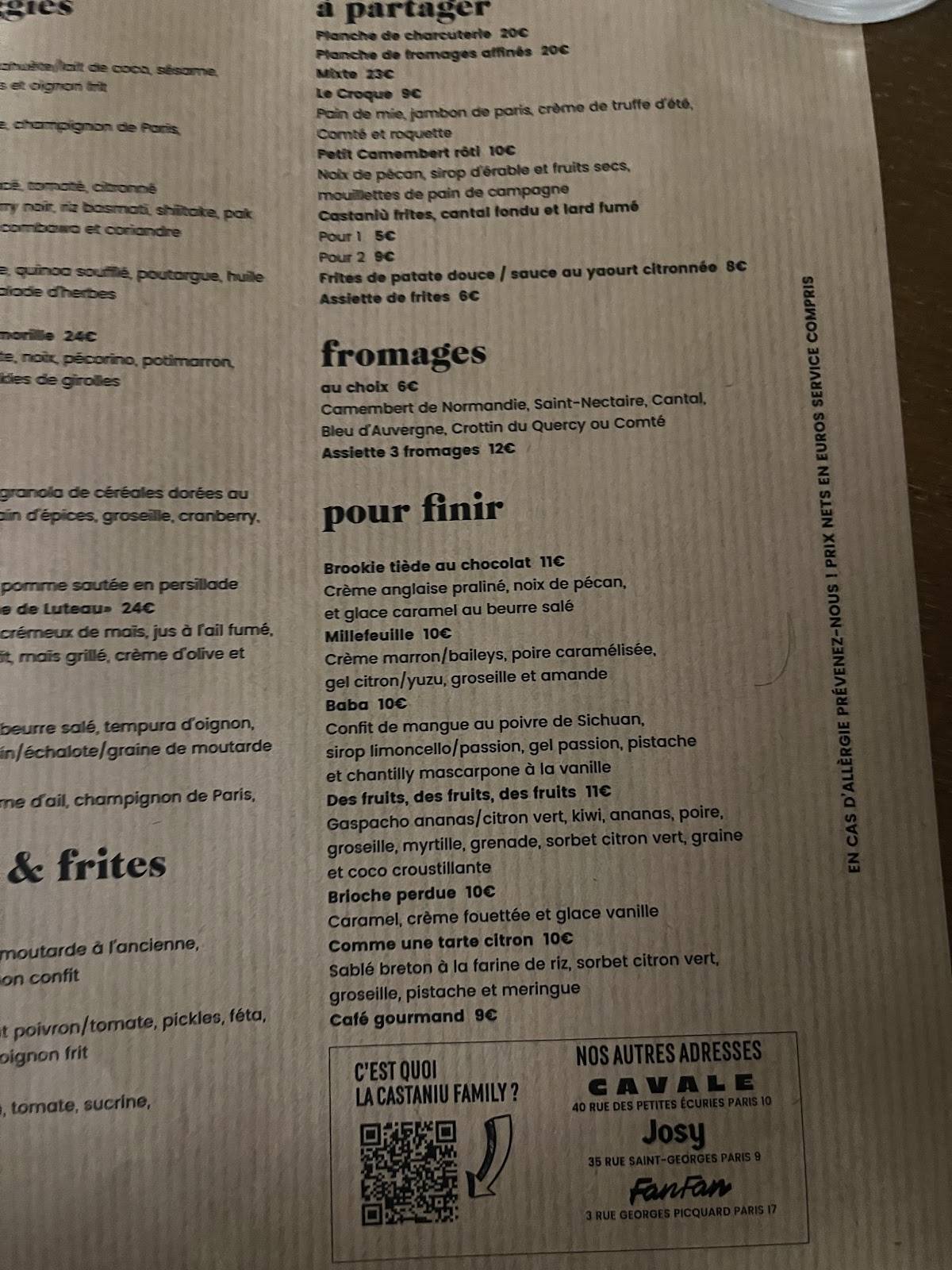 Menu de Poni