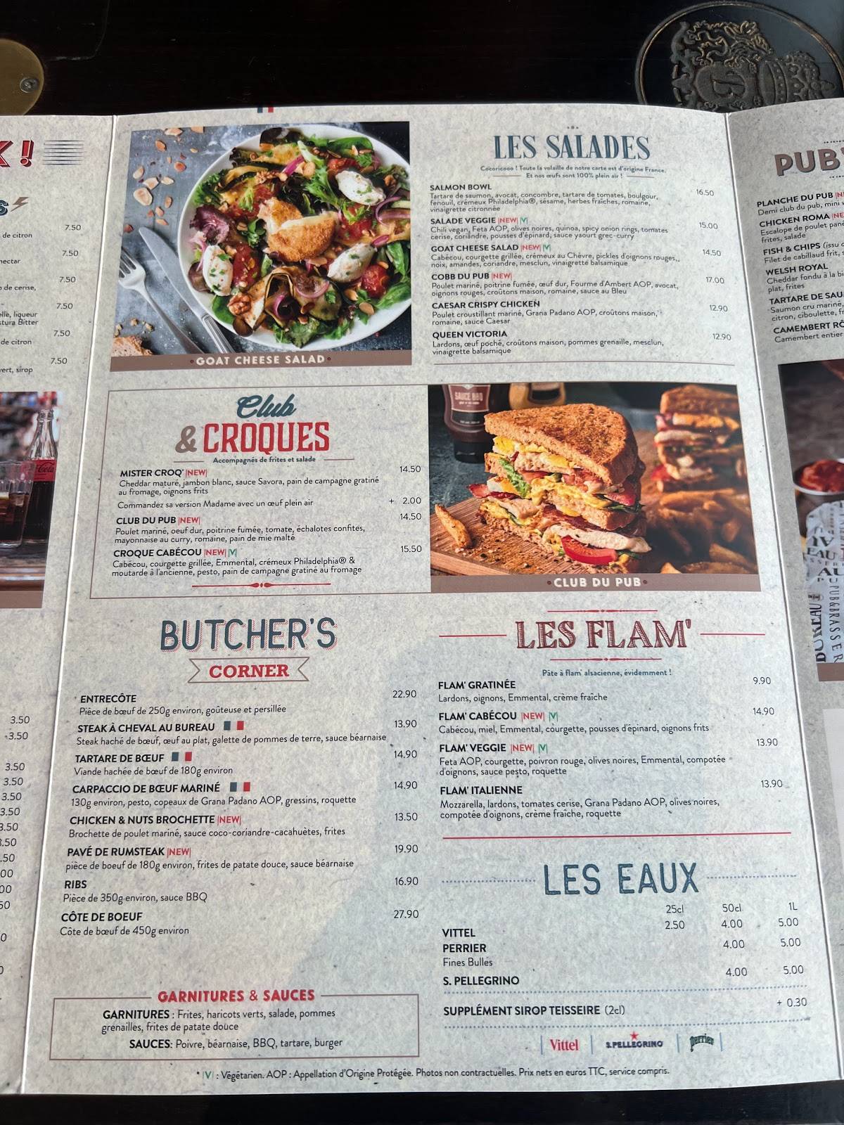 Menu au Au Bureau pub et bar, Pontarlier