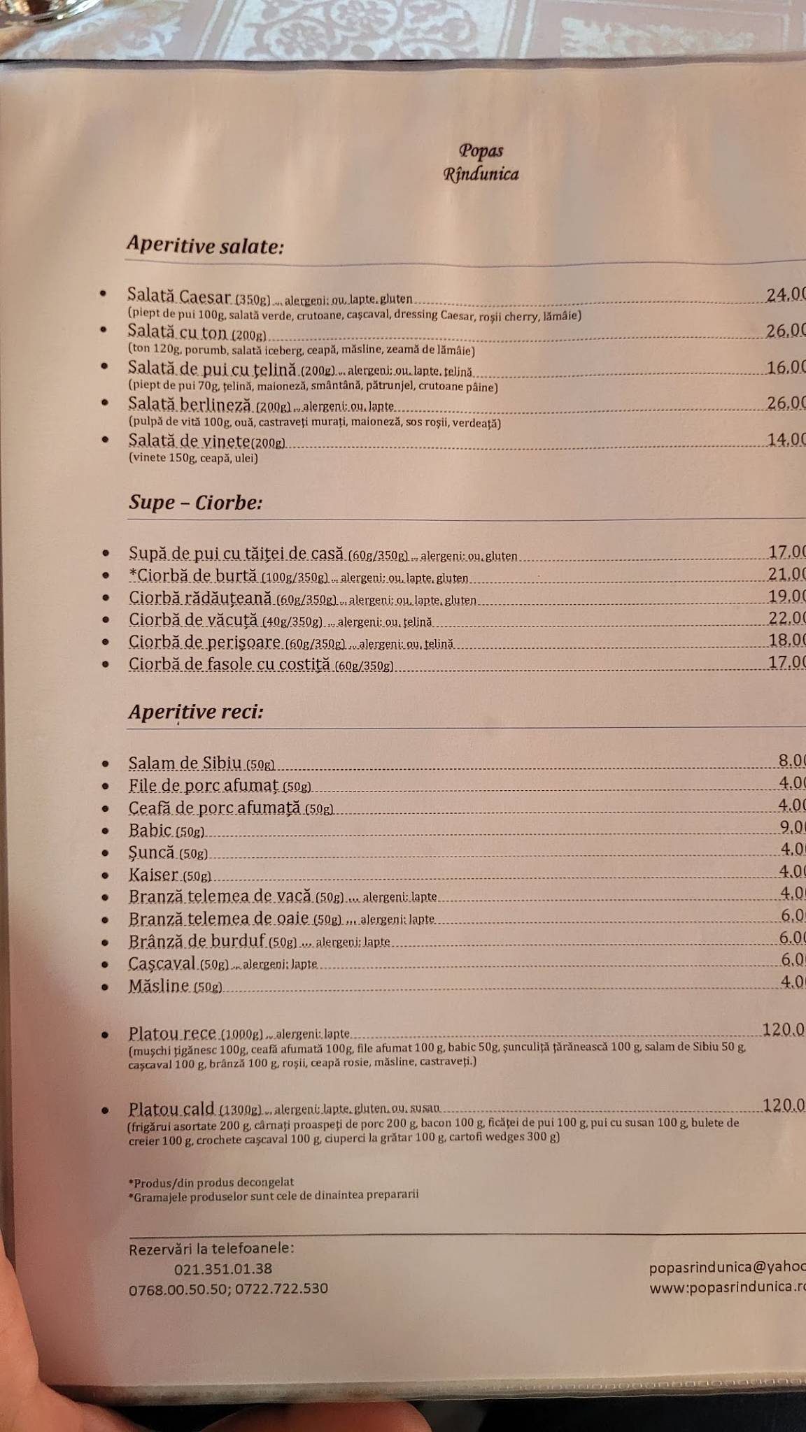 Menu de Popas Rindunica Srl