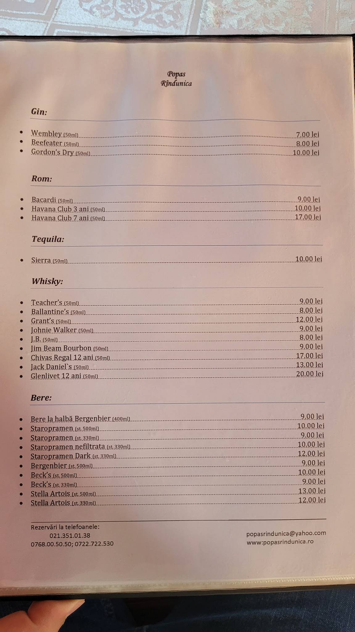 Menu de Popas Rindunica Srl