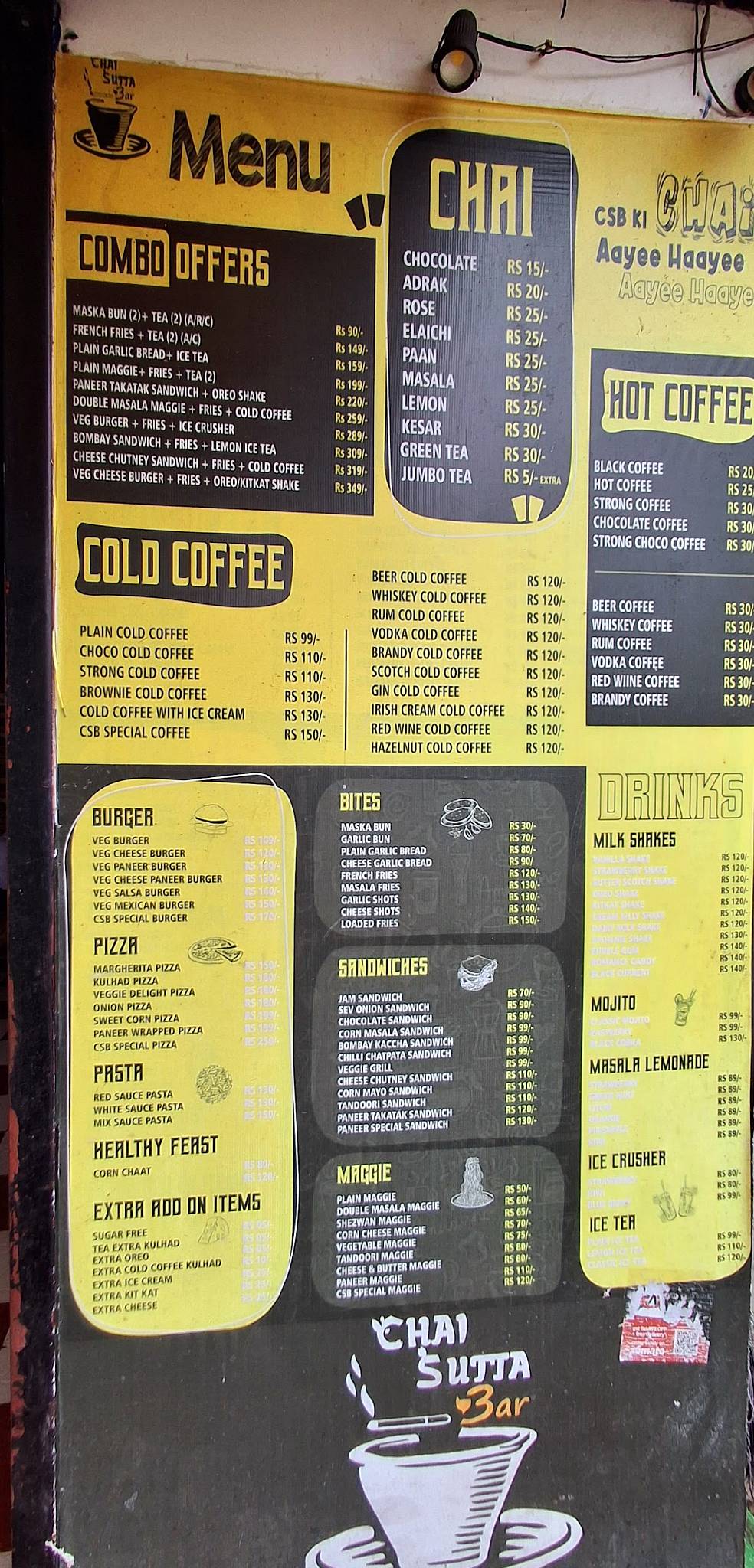 Chai Sutta Bar, Sri Vijaya Puram menu