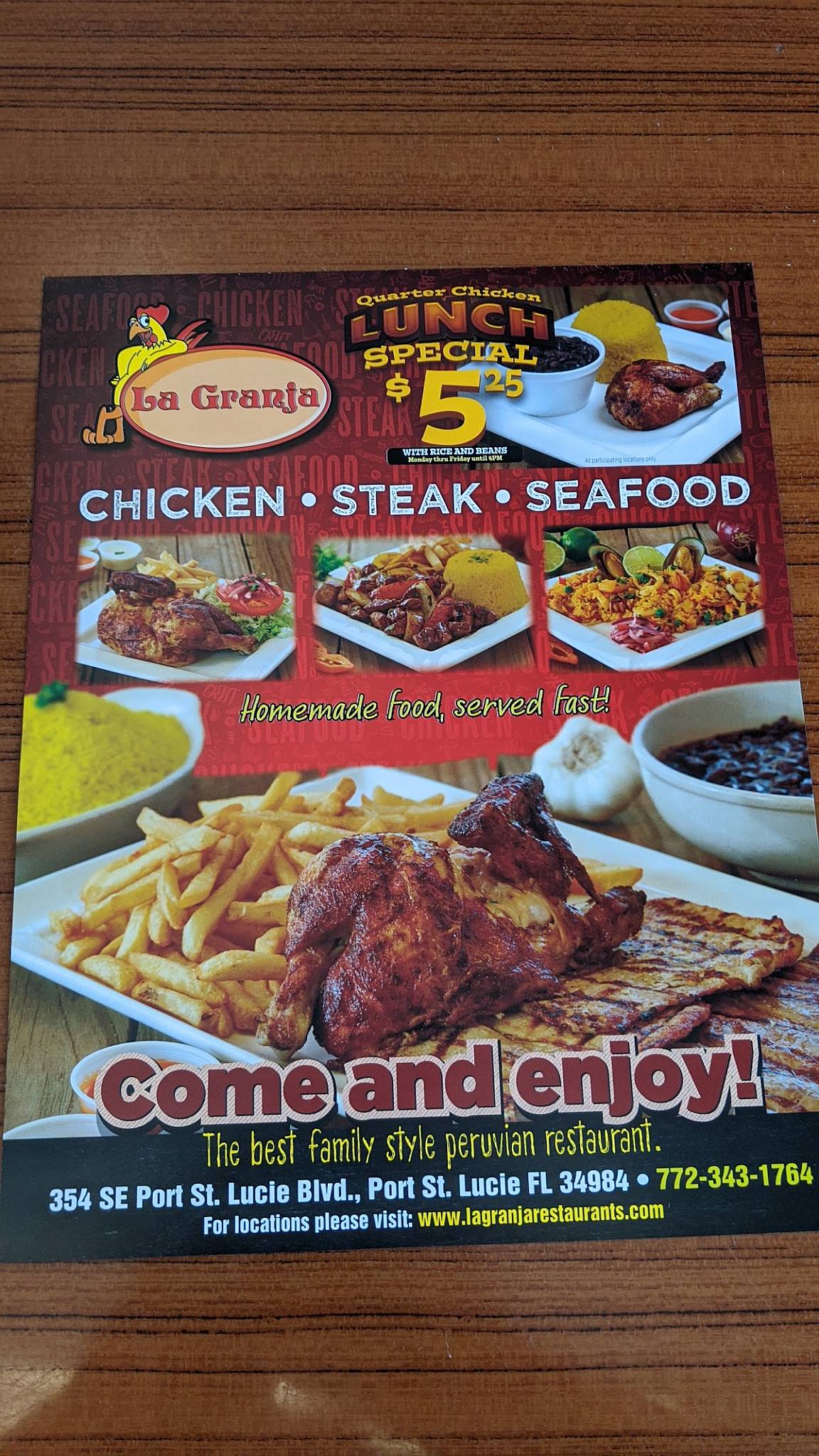 La Granja Port Saint Lucie Menu Menu at La Granja Port Saint Lucie restaurant, Port St. Lucie