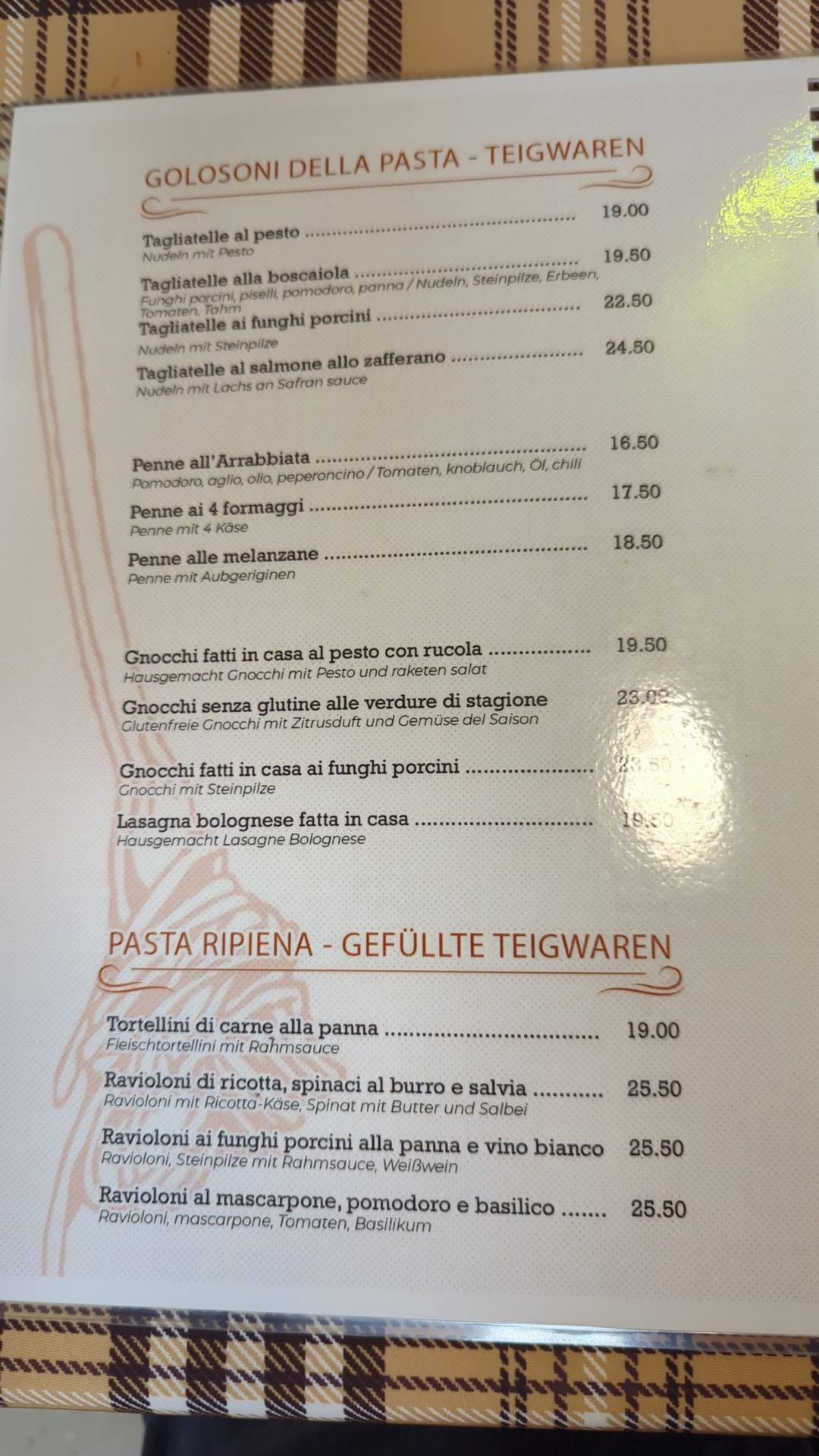 Menu di Ristorante Pizzeria Portico 
