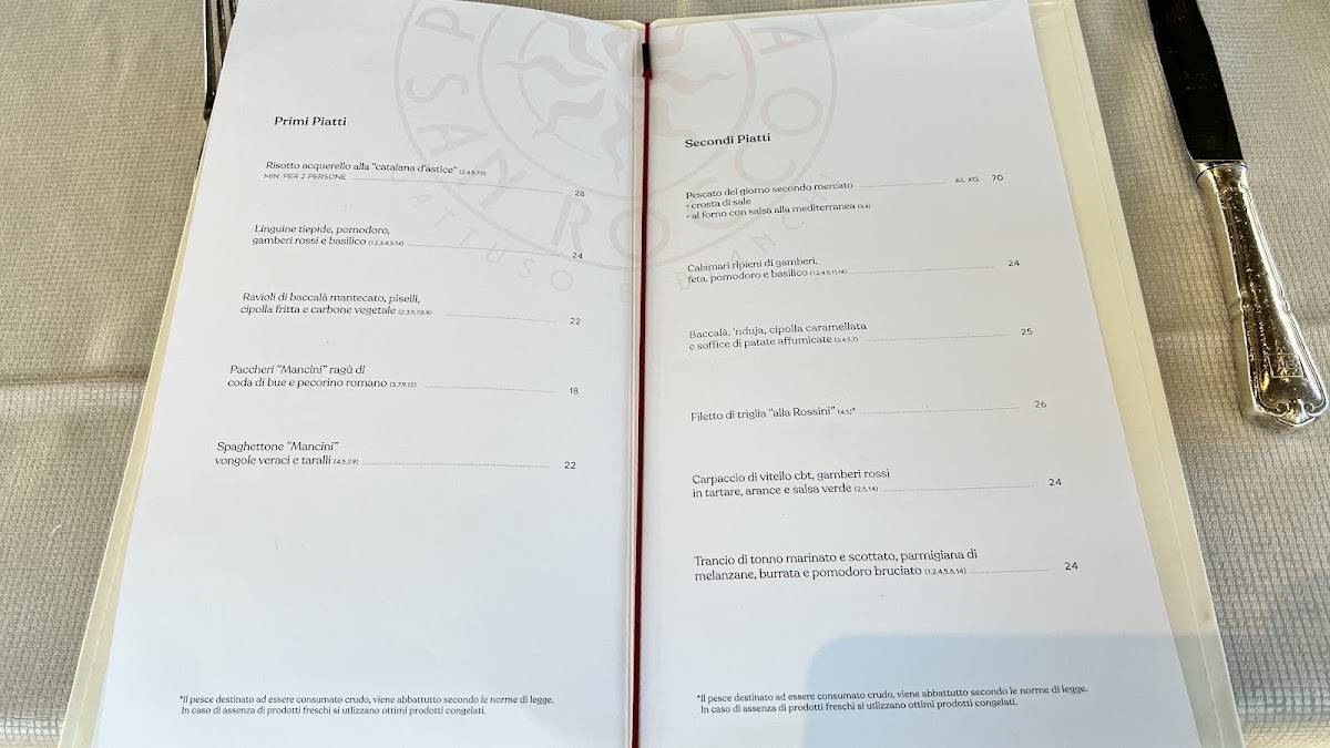 Menu di Posteria San Rocco 