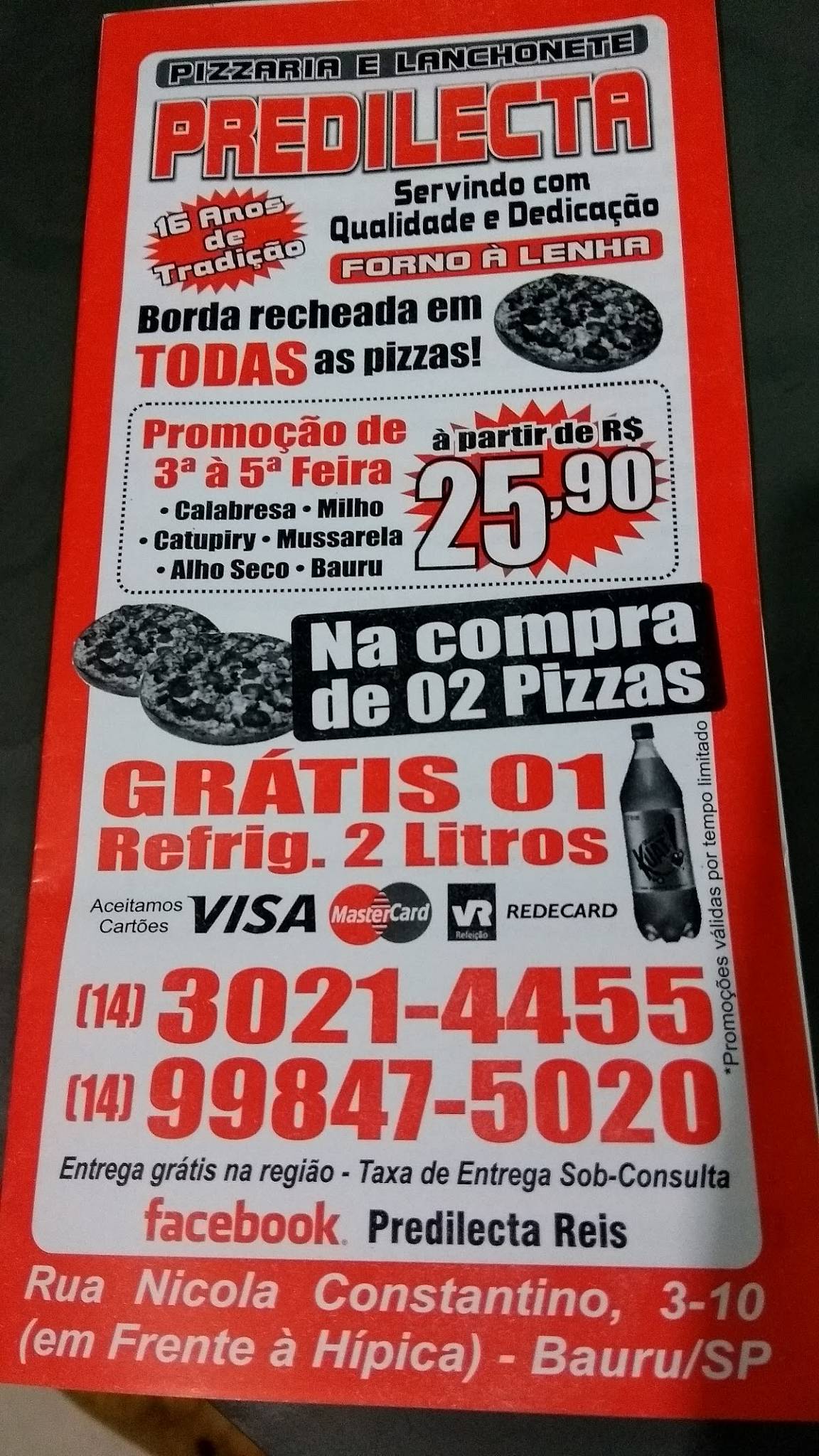 Predilecta Pizzaria cardápio
