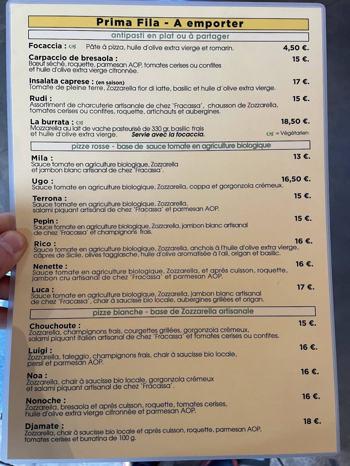 Menu de Prima Fila