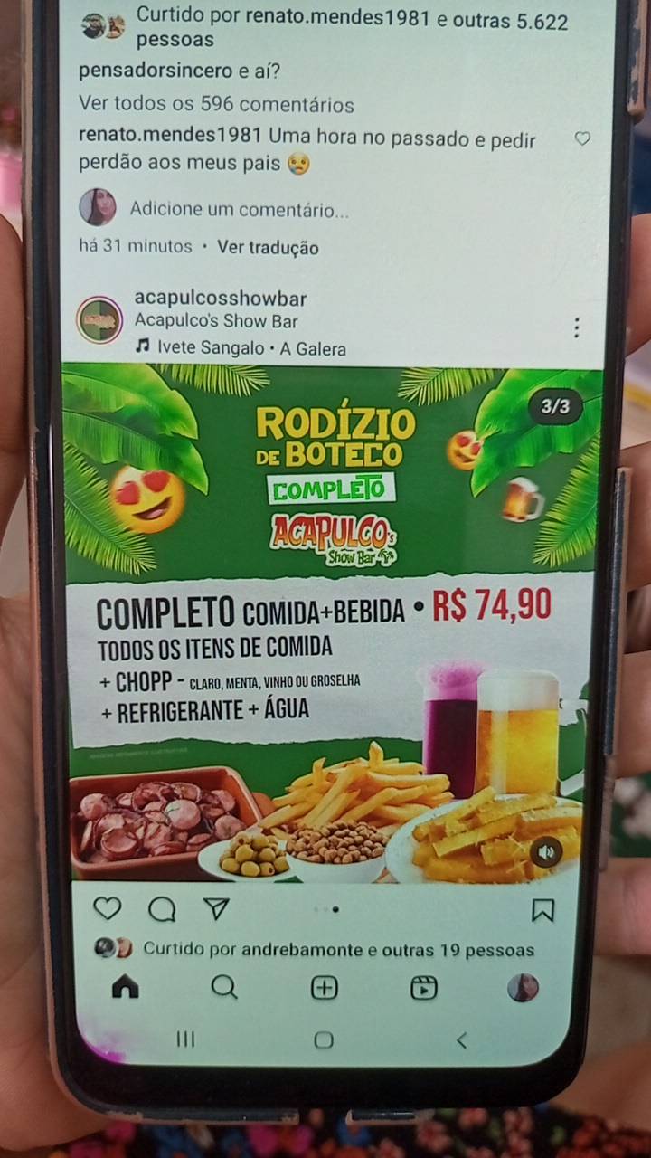 Acapulco Show Bar cardápio