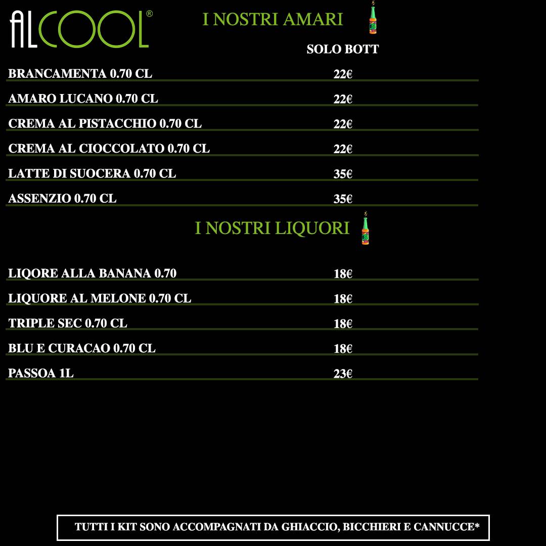 Menu di Alcool Cagliari 