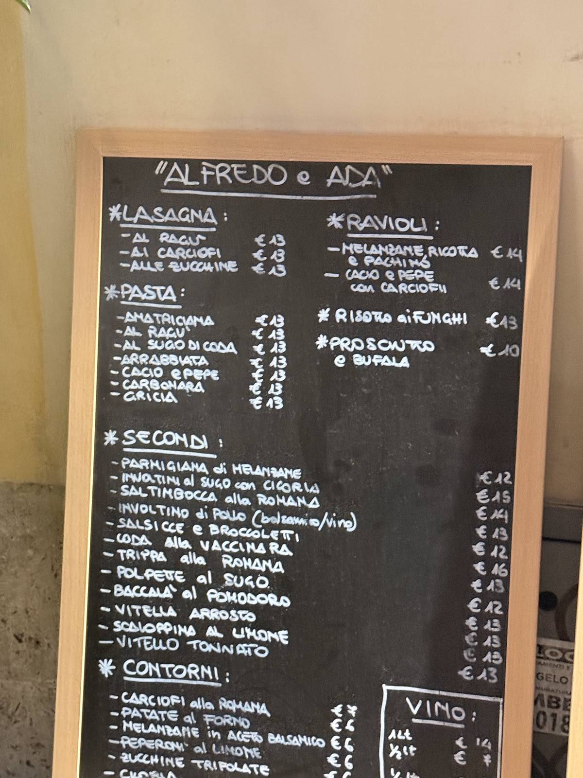 Menu de Alfredo e Ada
