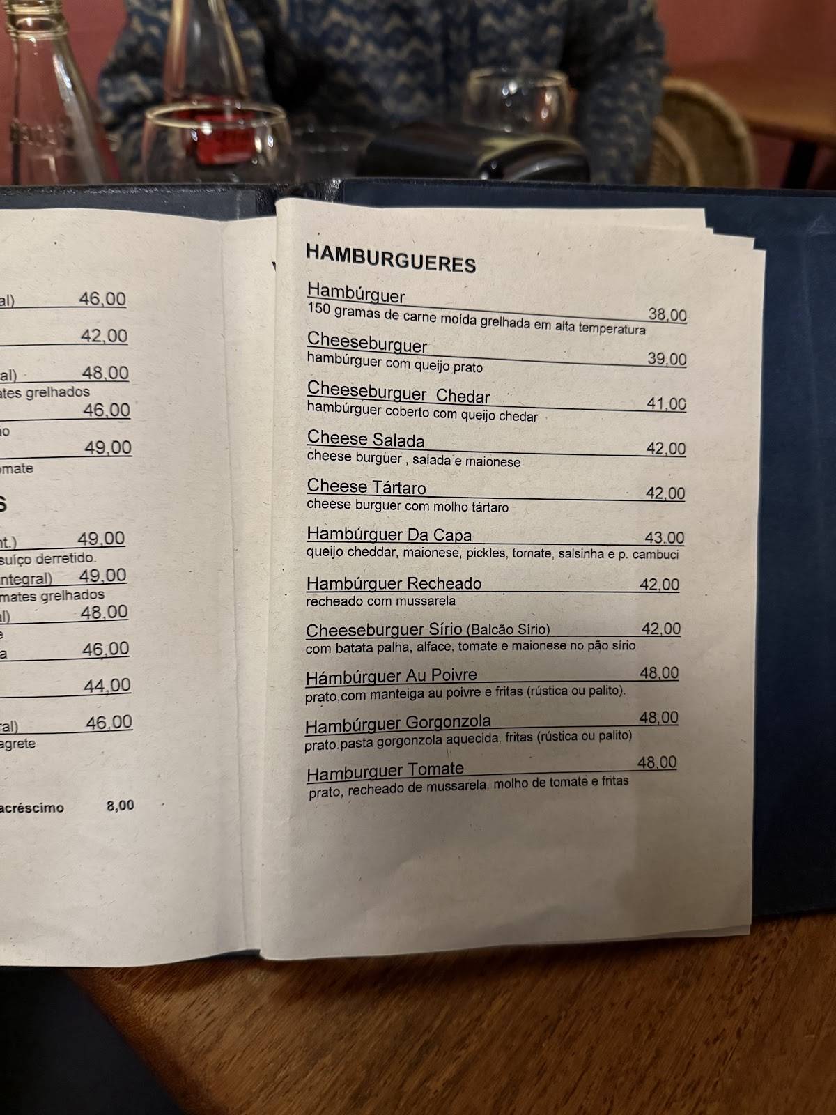 Bar Balcão cardápio