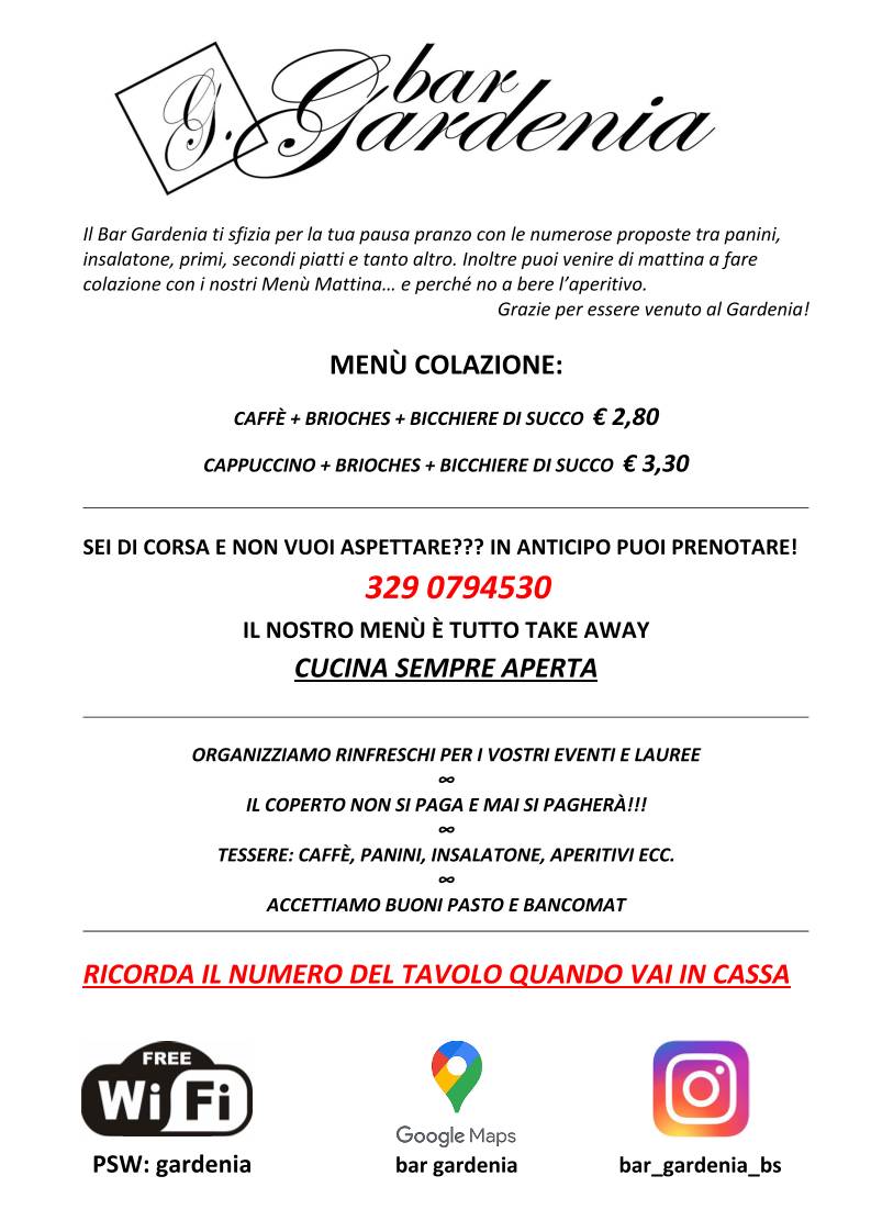 Menu di Bar Gardenia fast food 