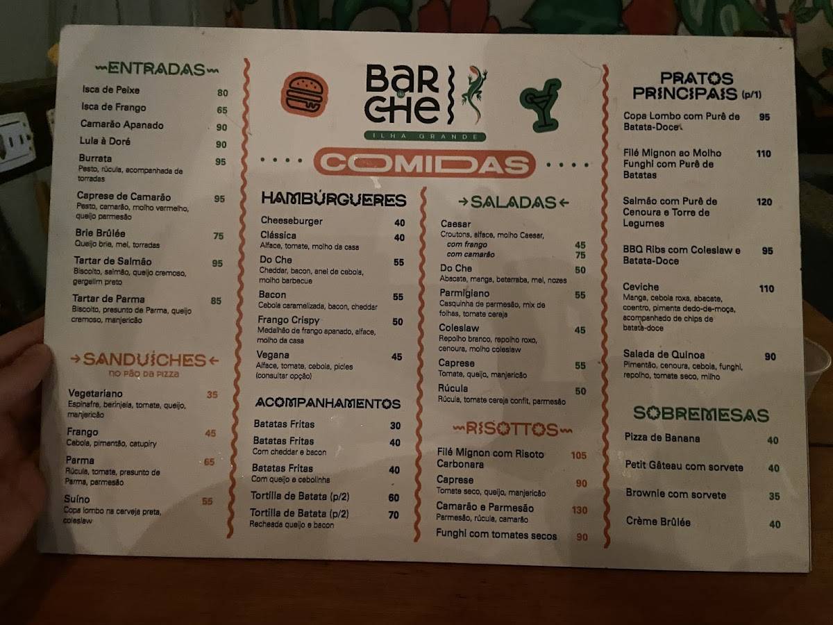 Bar do Che Ilha Grande cardápio