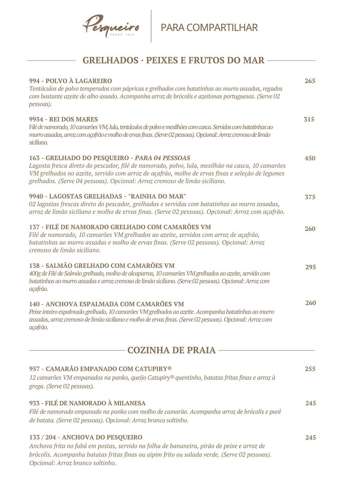 Pesqueiro ∙ RJ cardápio