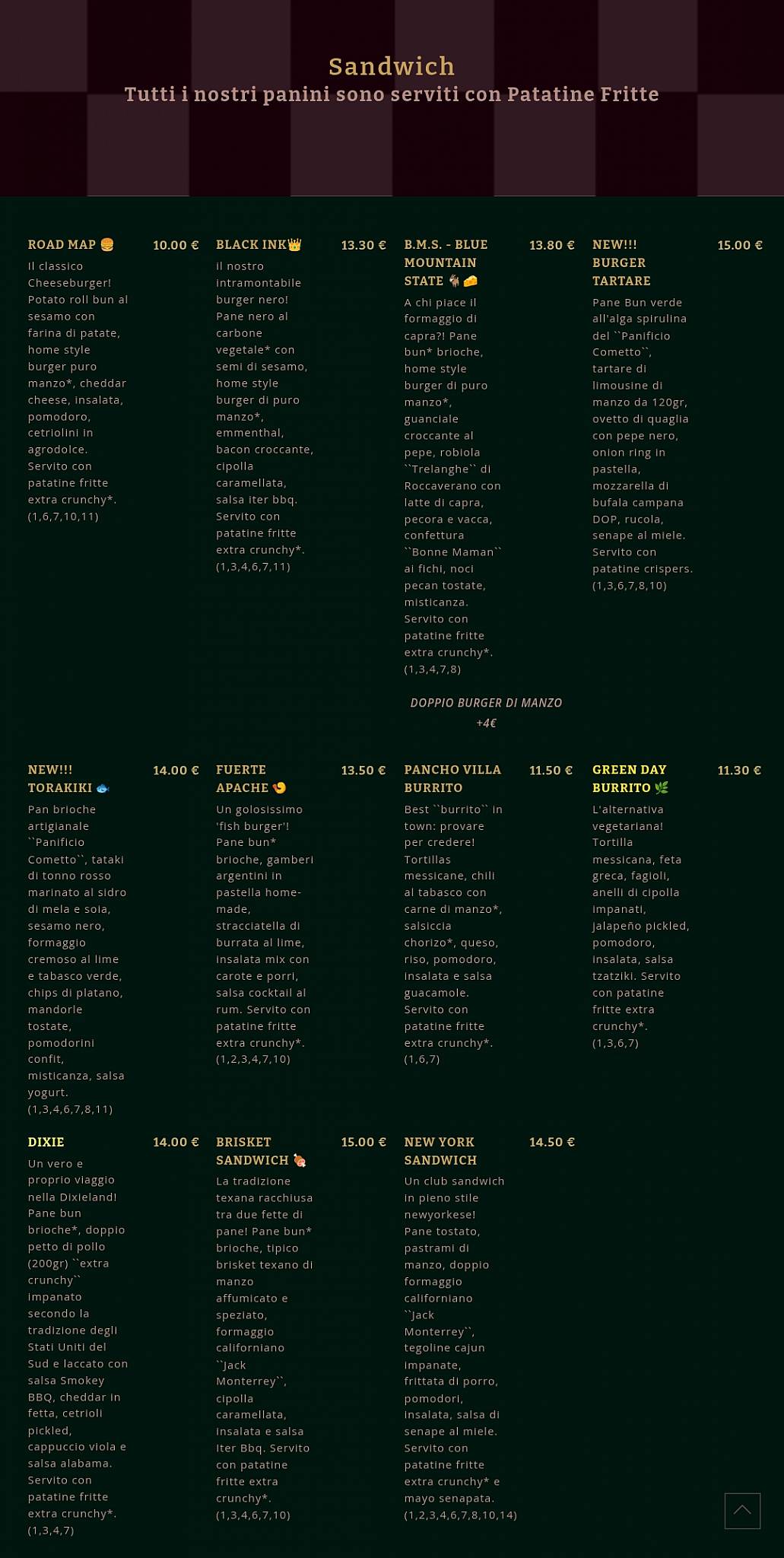 Menu di Birreria Iter 