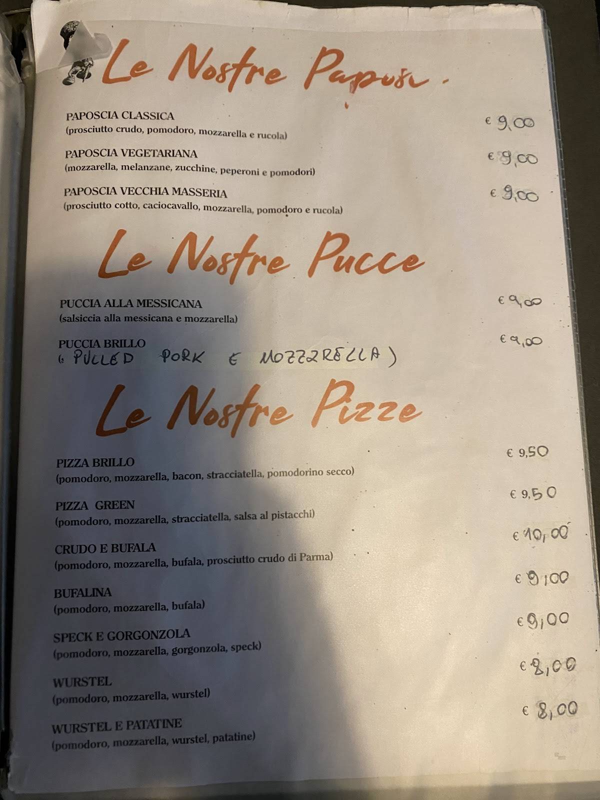 Menu di Brillo Parlante 