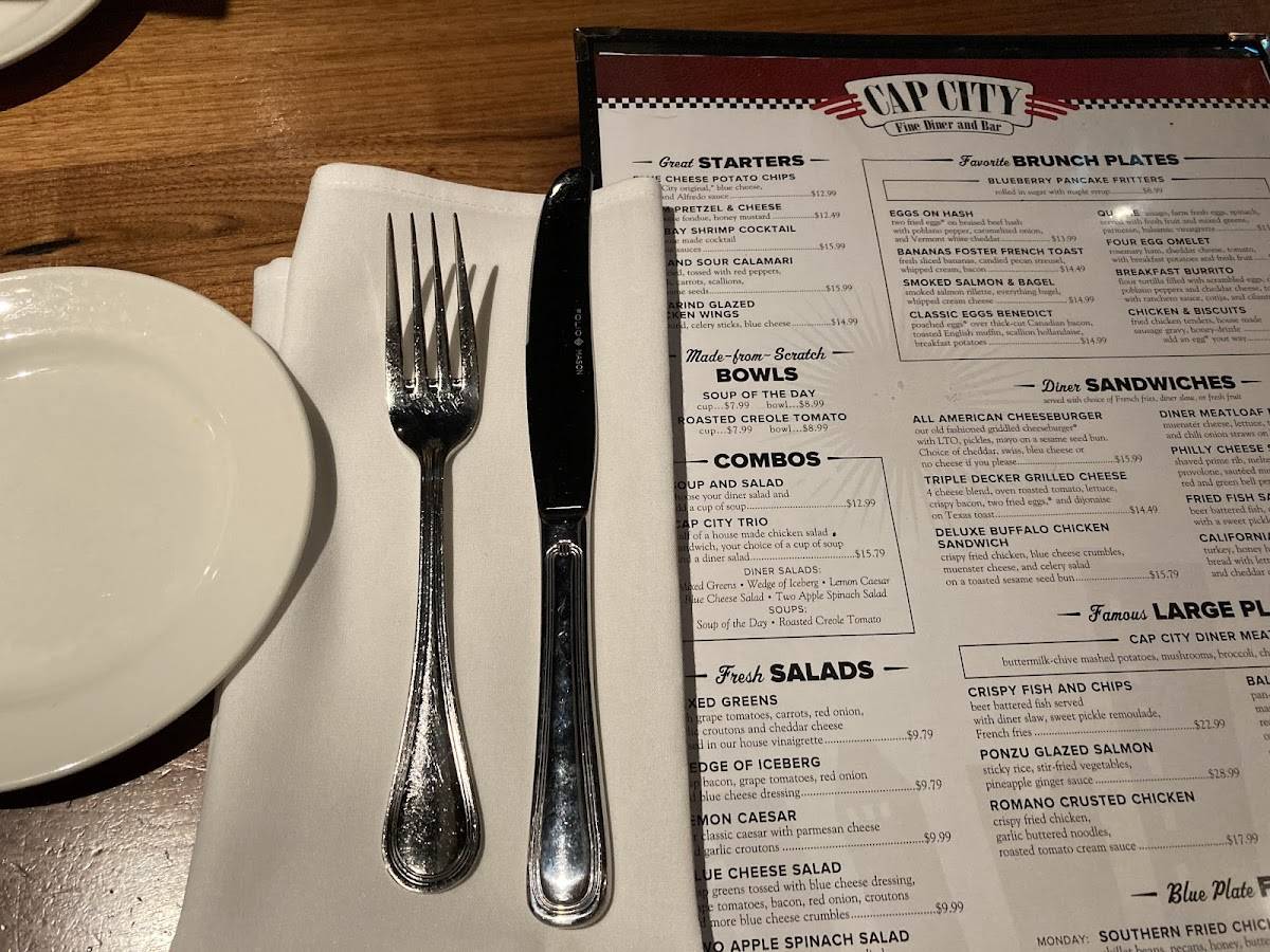 Menu At Cap City Fine Diner And Bar Columbus Olentangy River Rd 