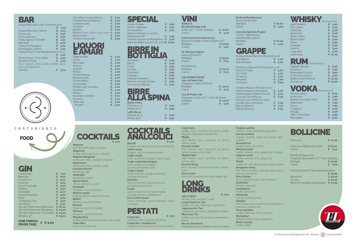 Menu di Cartabianca 