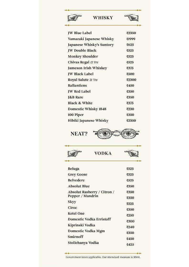 Cavern Bar & Kitchen menu