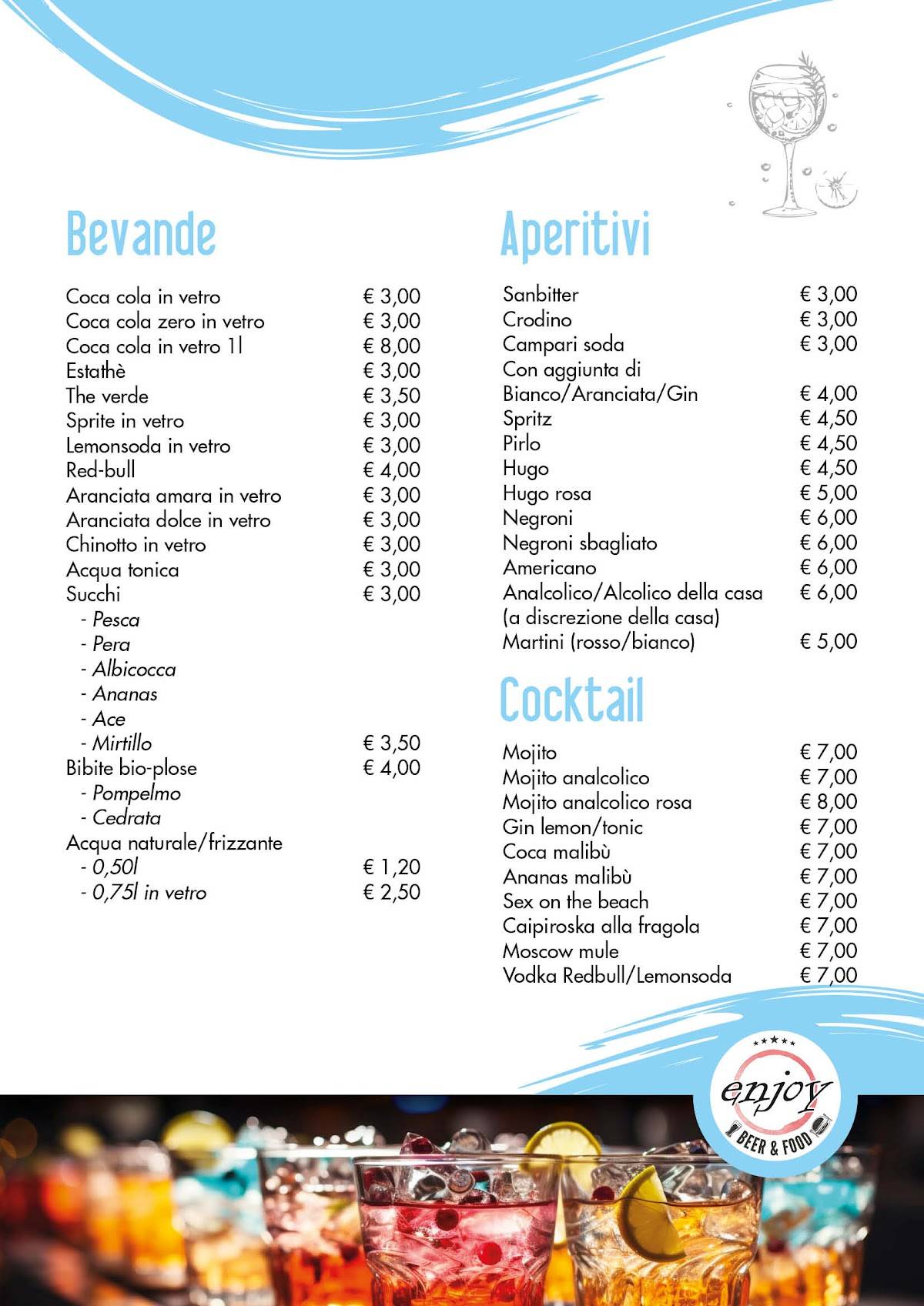 Menu di Enjoy – Bar, Pizzeria, Hamburgeria in Vallecamonica 