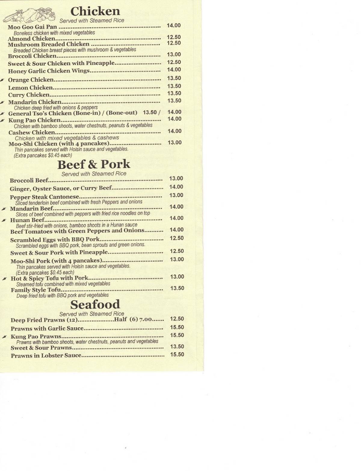 Menu at Four Seasons Chinese Restaurant, Enumclaw