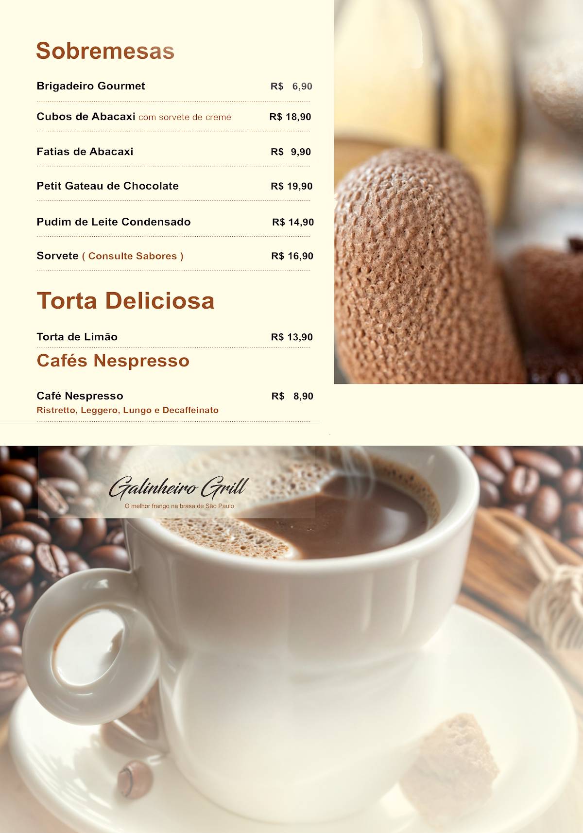 Galinheiro Grill cardápio