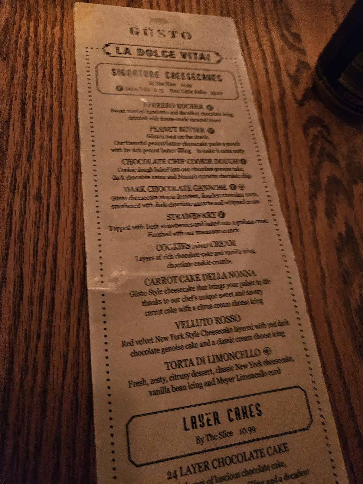 Menu de Gusto Italian Grill & Bar