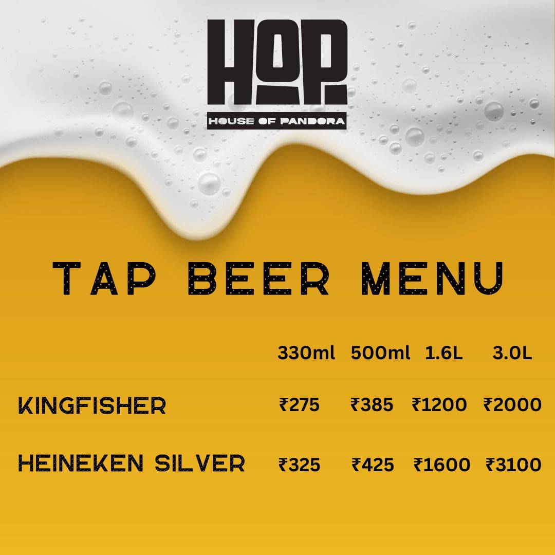 House Of Pandora HOP menu