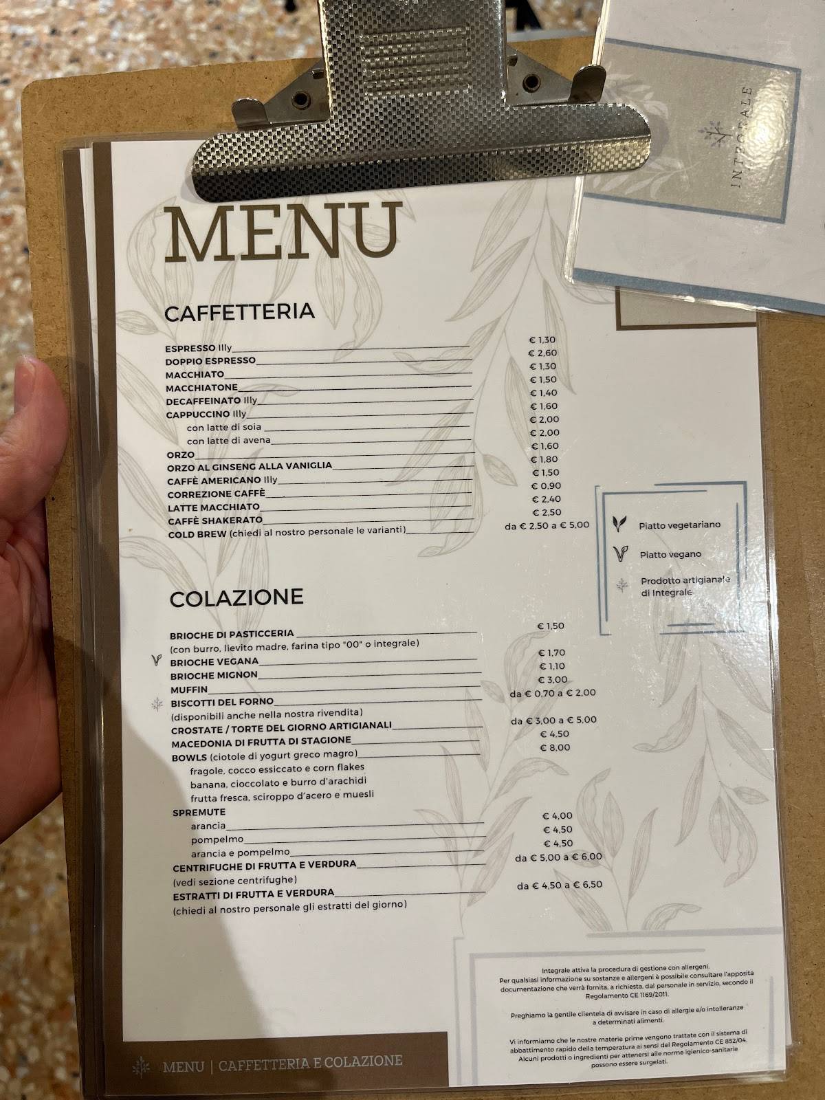 Menu di Integrale - Food & Green 