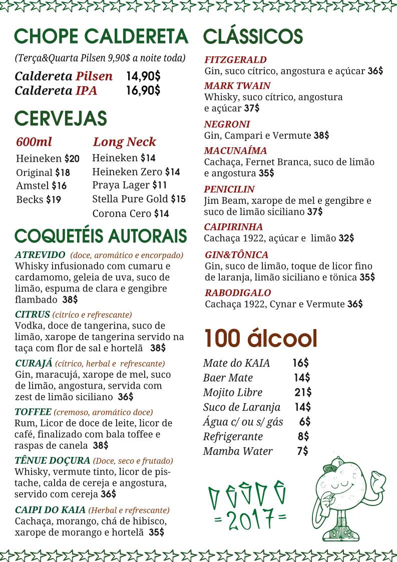 KAIA Bar & Cozinha cardápio