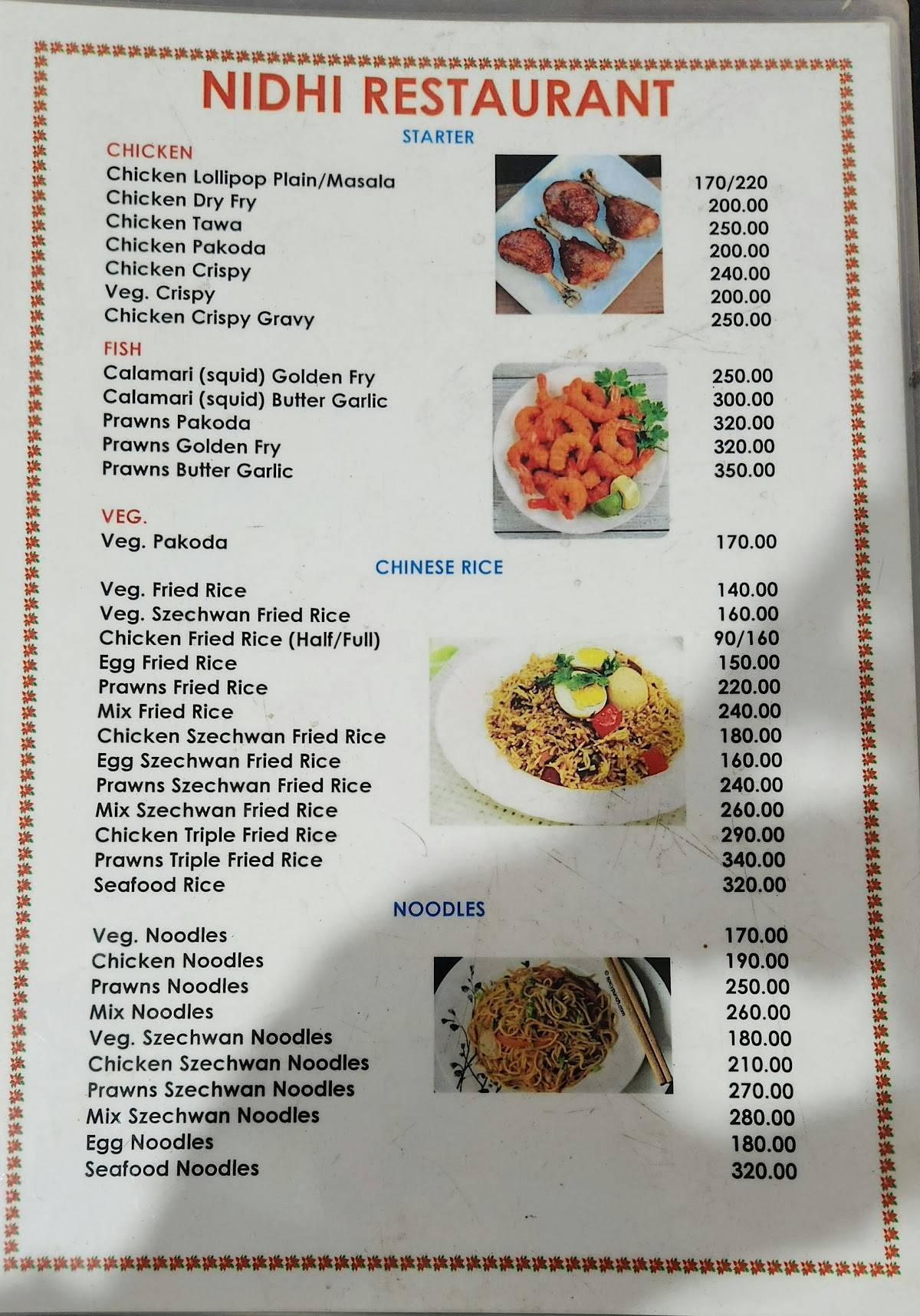 Nidhi Bar And Restaurant menu