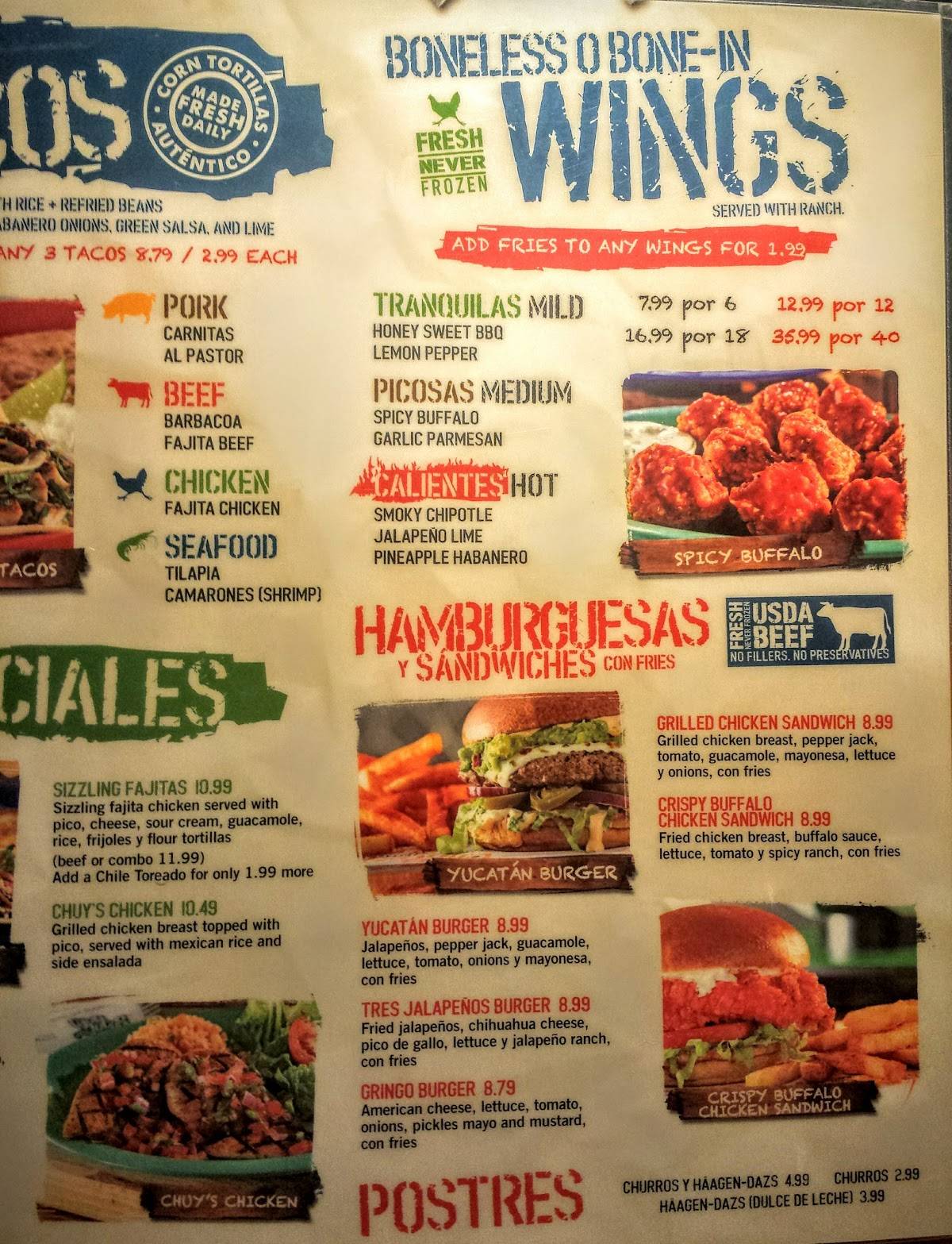 Menu at Ojos Locos Sports Cantina - San Antonio pub & bar, San Antonio